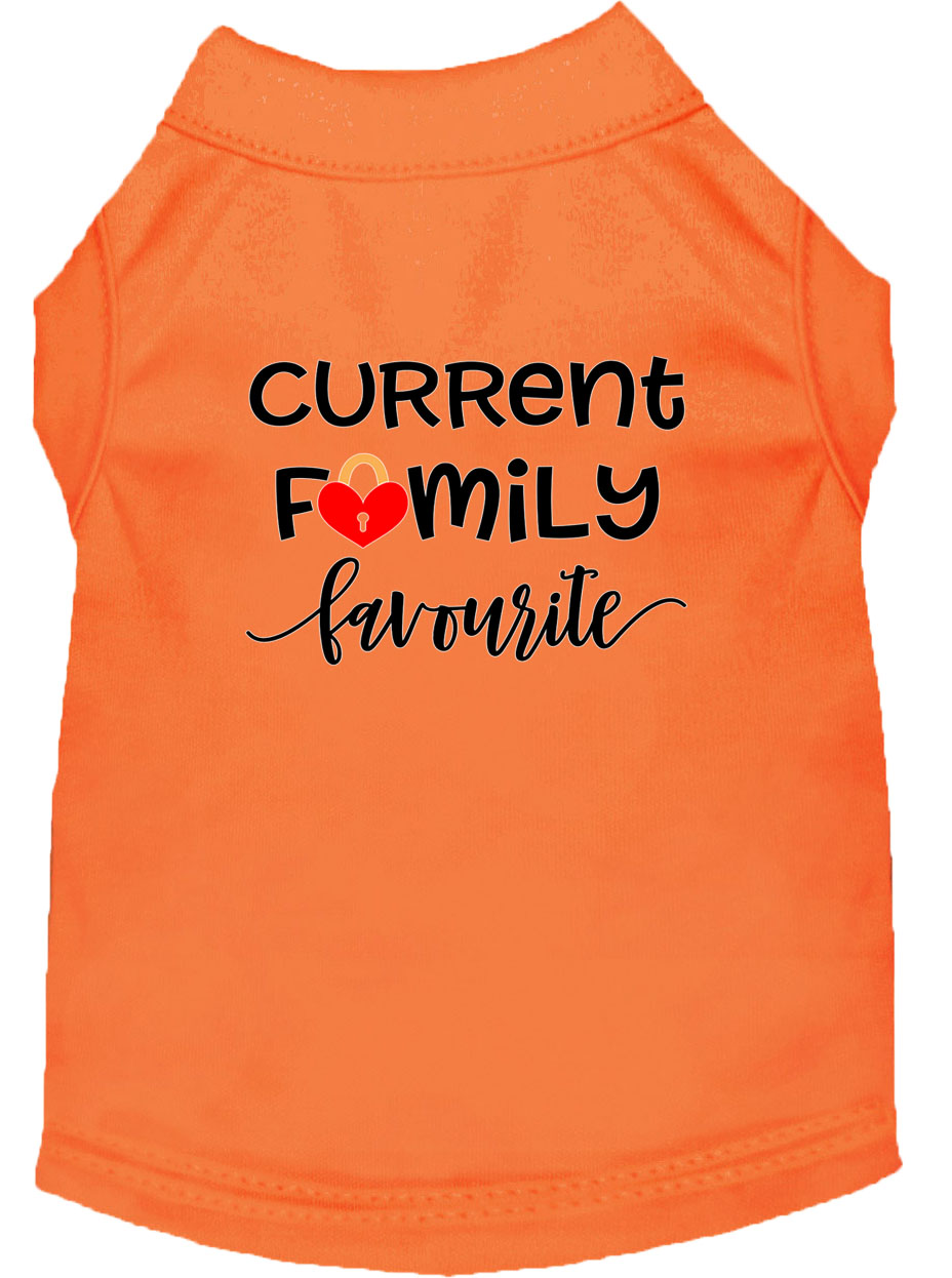 Family Favorite Screen Print Dog Shirt Orange Sm